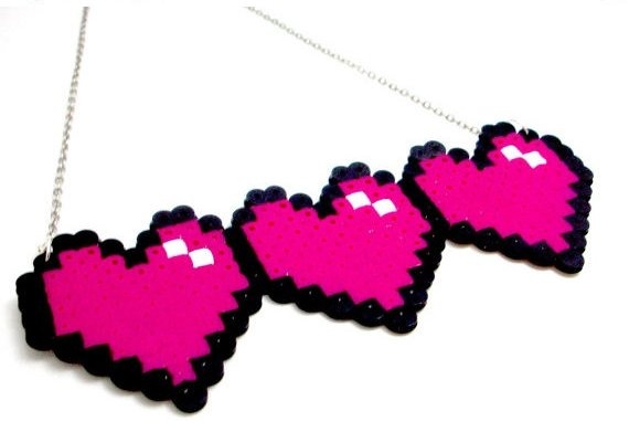 Gamer Hearts 8 Bit Heart Necklace
