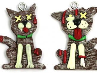 Gingerbread Zombie Cat and Dog Christmas Ornaments
