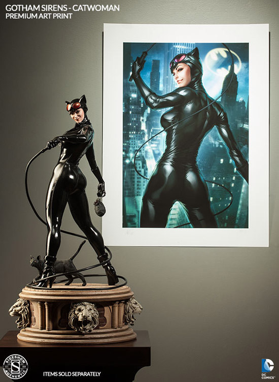Gotham Sirens Catwoman Premium Art Print with Catwoman Figure