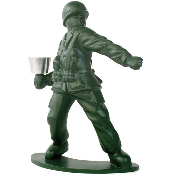 Green Army Guy Candle Holder