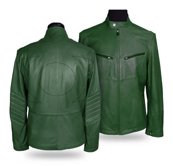 Green Lantern Symbol Seam Vegan Leather Jacket
