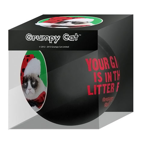 Grumpy Cat Your Gift Is in the Litter Box Holiday Ball Ornament