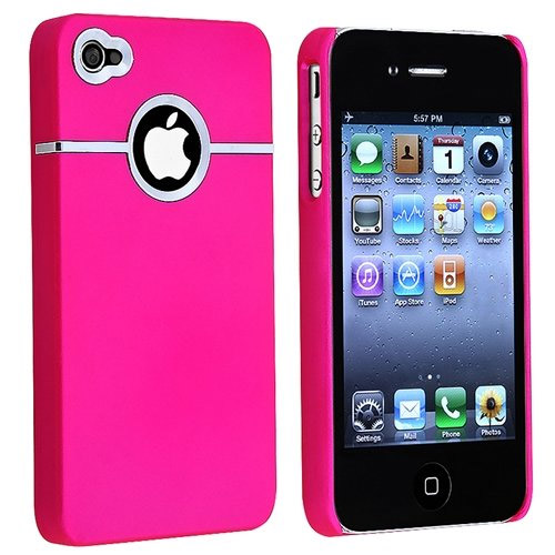 Hot Pink Deluxe Chrome Rubberized Snap-on Hard Back Cover