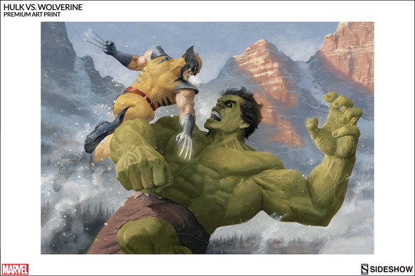 Hulk vs Wolverine Premium Art Print