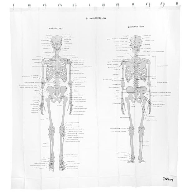 Human Skeleton Shower Curtain, Skeleton Shower Curtain