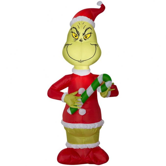 Inflatable Grinch with Candy Cane