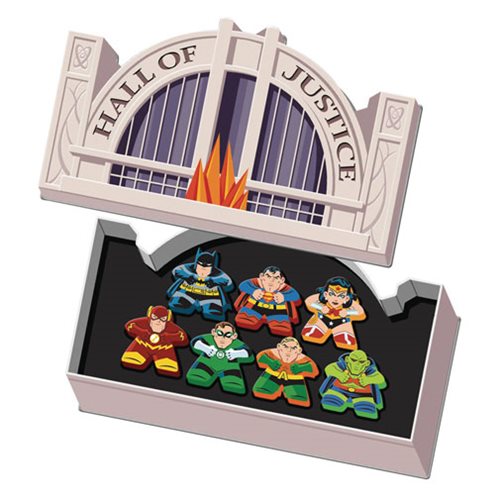 Justice League Mighty Meeples Hall of Justice Collection Mini-Figure Tin Set