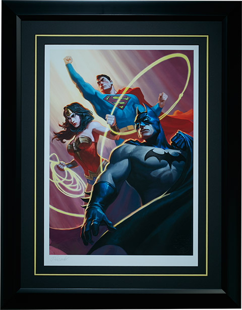 Justice League Trinity Premium Art Print framed