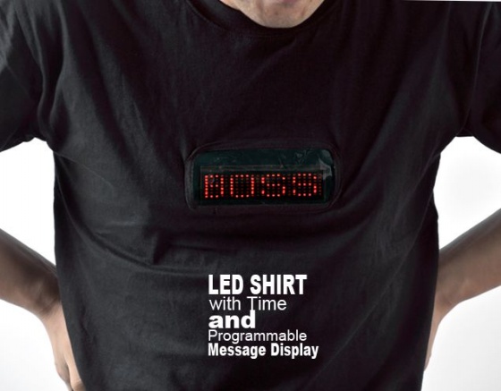 LED Shirt with Time and Programmable Message Display