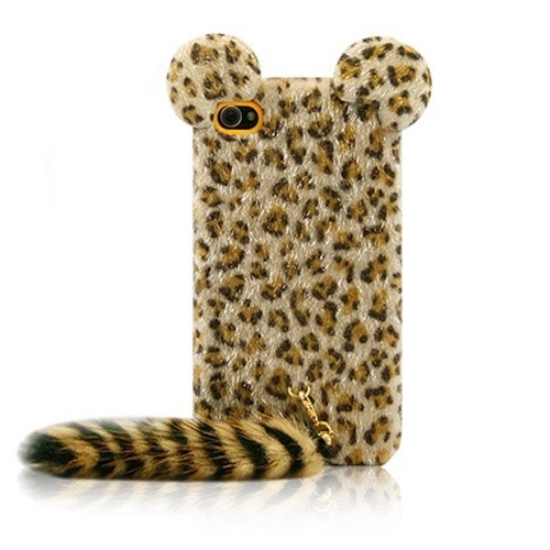 Leopard Hair Soft Fur Long Tail Case for iPhone 4 4g 4s