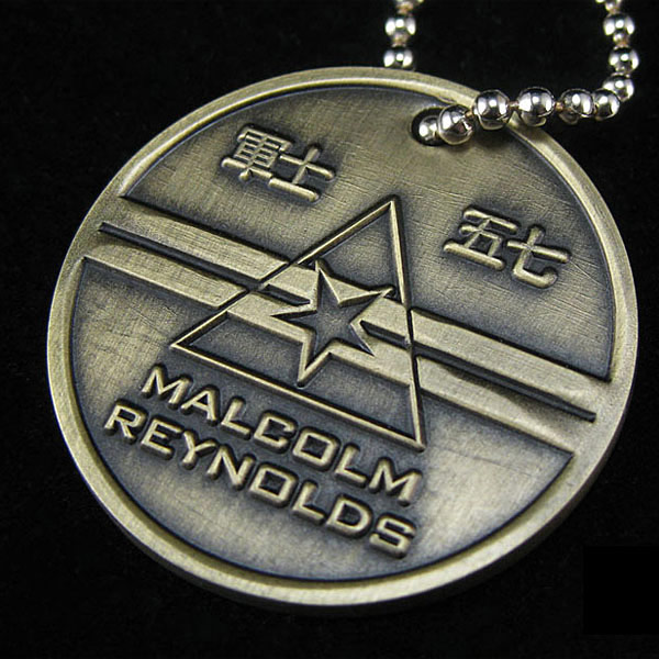 FIREFLY SERENITY Official Malcolm Reynolds Independents DOG TAG Prop Replica SET 