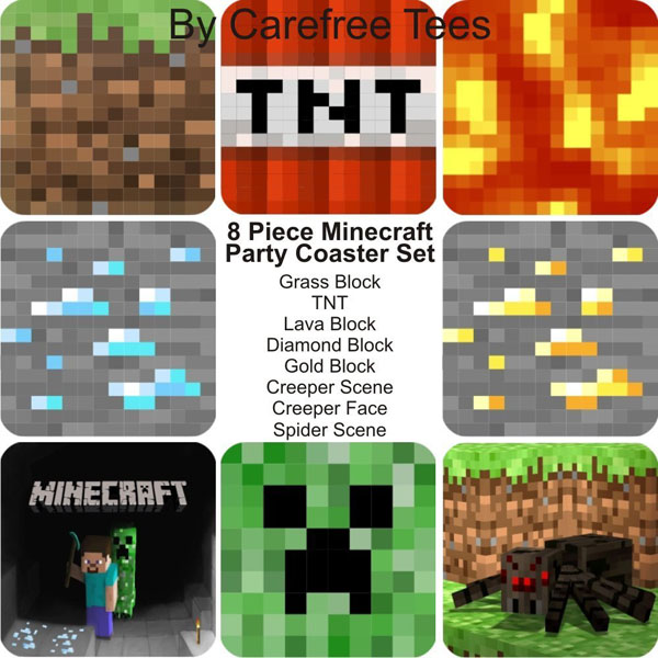 Minecraft 8 Piece Party Coaster Set