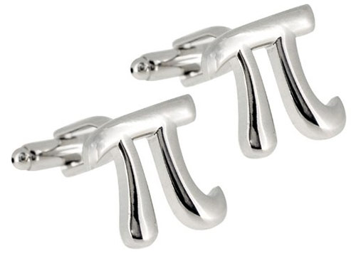 Pi Symbol Silver Cufflinks