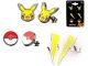 Pokemon Pikachu Lightning Bolt and Poke Ball Stud Earrings 3-Pack