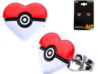 Pokemon Poke Ball Heart Shape Stainless Steel Stud Earrings