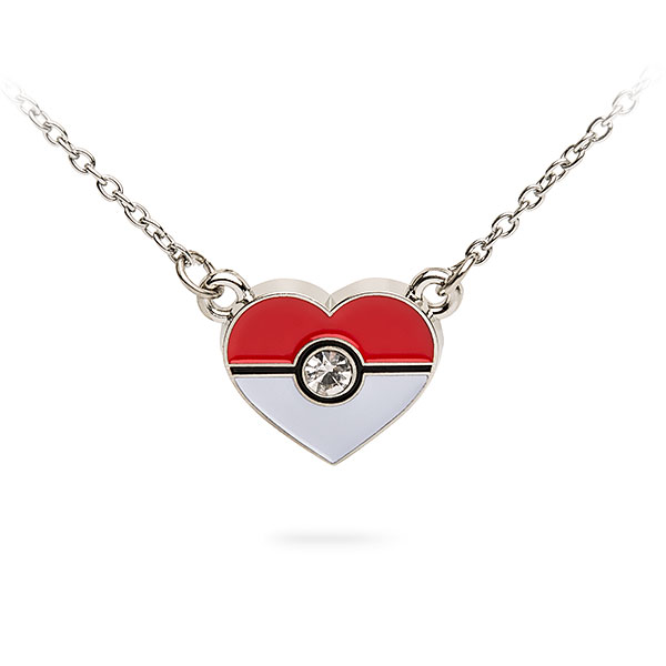 Pokémon Poké Ball Heart Crystal Pendant Necklace