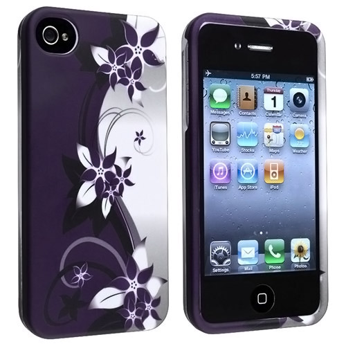 Purple Flower Snap-on Apple iPhone 4 Case