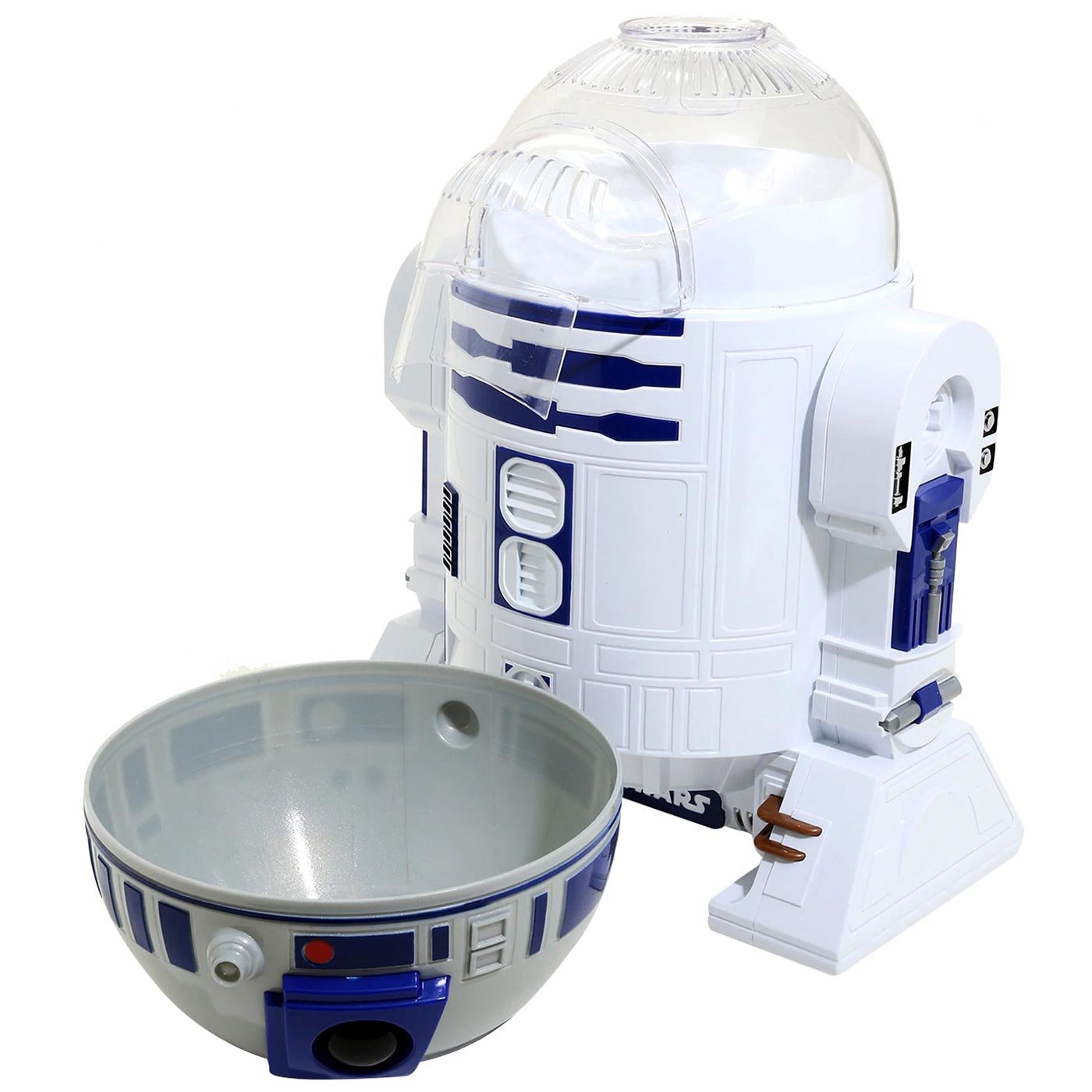 R2-D2 popcorn maker in action. It was messy. Hoping the next time