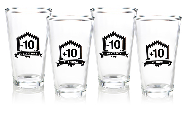 RPG Drinking Stats Pint Glass 4-Pack