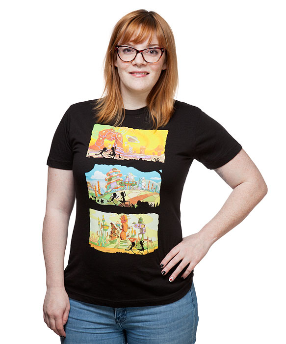 Rick and Morty Running Through Dimensions Ladies Tee