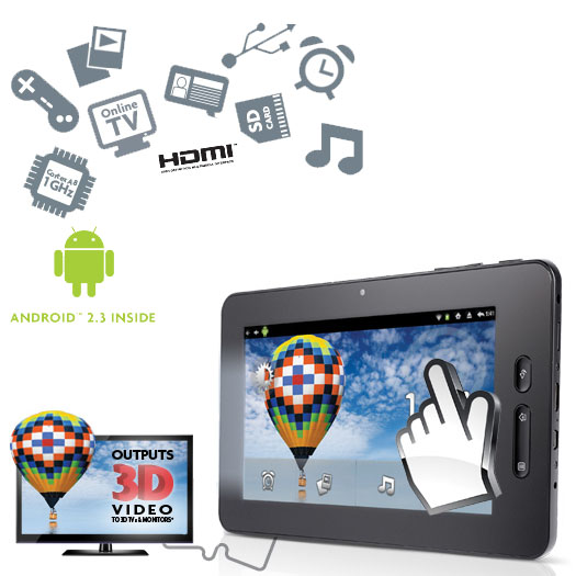 Scroll Excel 7” Tablet with 3D & 1080p HD Output