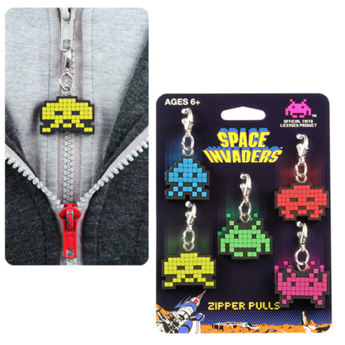 Space Invader Zipper Pull 5-Pack