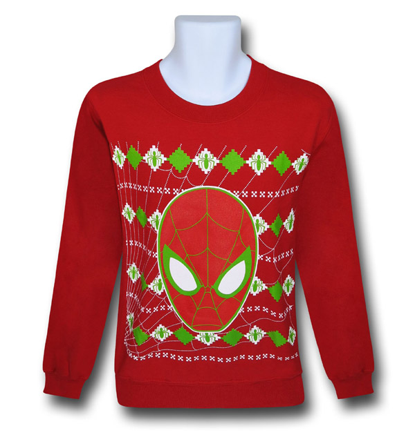 Spiderman Face Red Holiday Sweater Sweatshirt