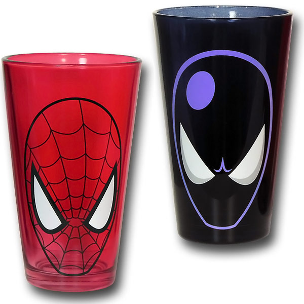 Spiderman Red and Black Pint Glasses