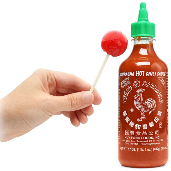 Sriracha Rooster Sauce Lollypops