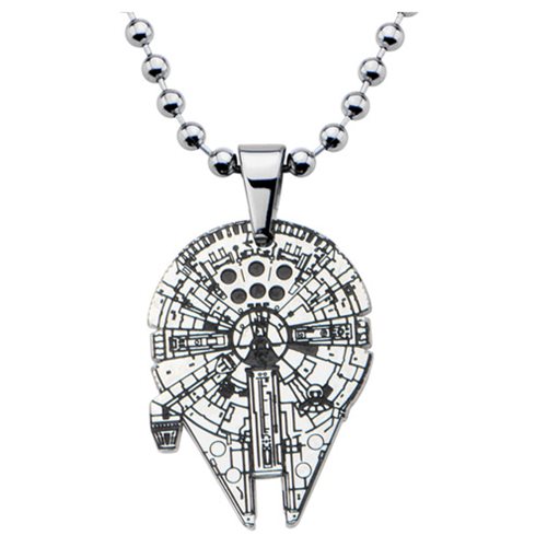 Star Wars Millennium Falcon Enamel Cut Out Pendant Stainless Steel Necklace