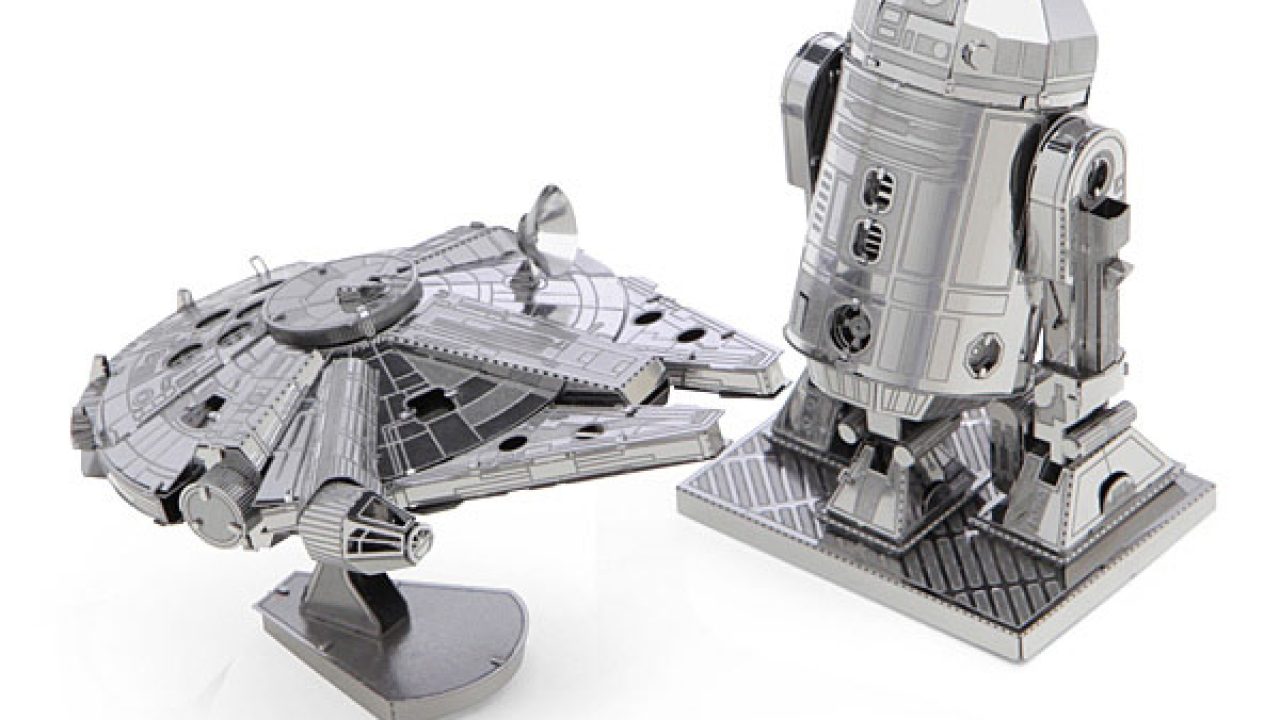 Metal Earth 3D Model Kits - Star Wars Set of 4 - Darth Vader's TIE Fighter,  R2-D2, AT-AT, Millenium Falcon
