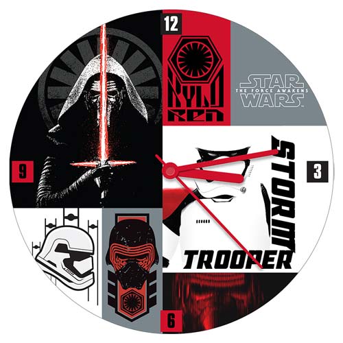 Star Wars The Force Awakens 13 1 2-Inch Cordless Wood Wall Clock