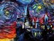 Starry Night Hogwarts Castle Art Print