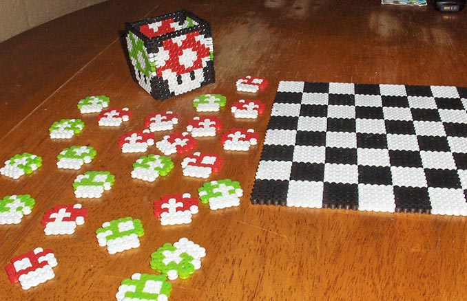 Super Mario Perler Beads Checkers Set