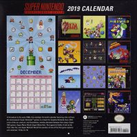 Super Nintendo Retro Art 2019 Wall Calendar Back
