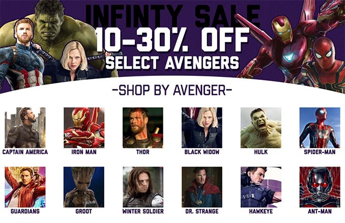 SuperHeroStuff Avengers Infinity Sale