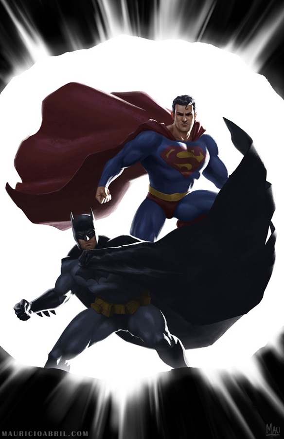 Superman Batman Yin Yang Art Print