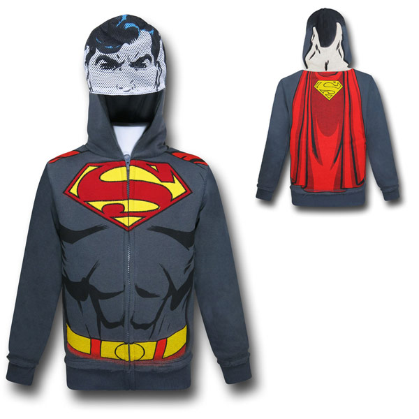 Superman Grey Kids Caped Costume Hoodie