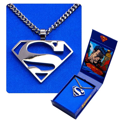 Superman Logo Cutout S Pendant and Chain Necklace
