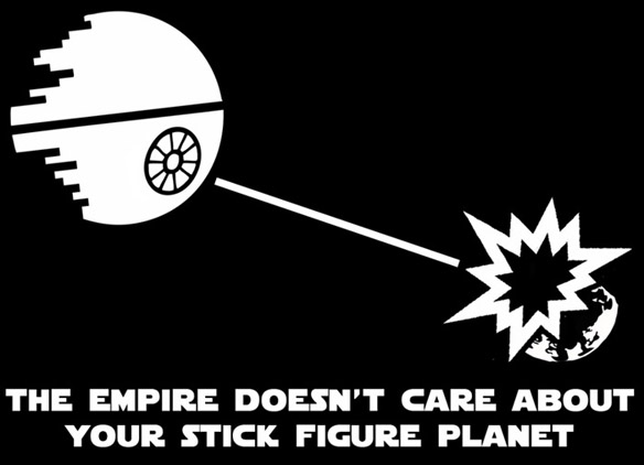The Empire Doesn't Care About Your Stick Figure Family Star Wars Vinyl Car Decal Sticker with Death Star