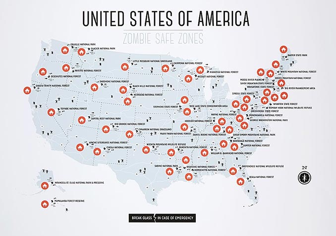 USA Zombie Safe Zones Map