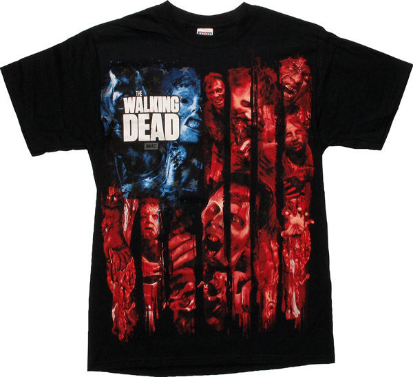 Walking Dead Color Zombies Flag T-Shirt