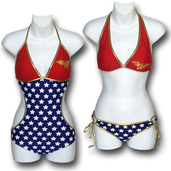Wonder Woman Bikini and Monokini One-Piece Swimsuit