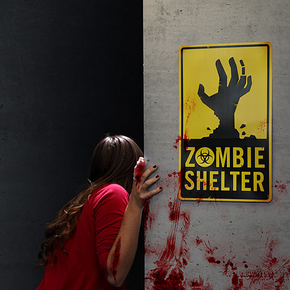 ZOMBIE SHELTER Glow in the dark  sign 