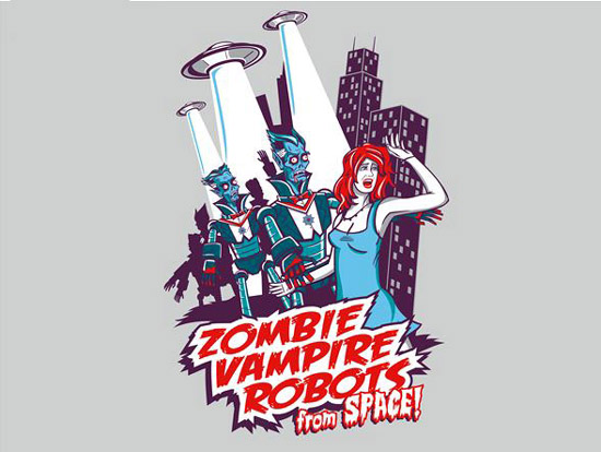 Zombie Vampire Robots from Space Shirt