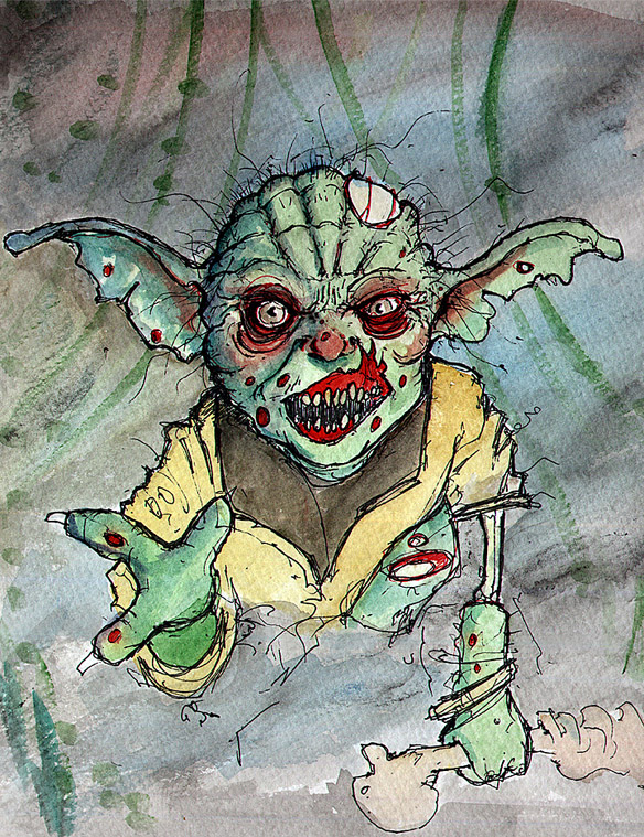 Zombie Yoda Art Print