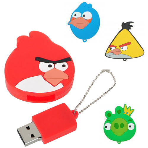 NEW EMTEC Angry Birds 8GB Flash Drive USB Memory Portable Key Chain PC RED BIRD 