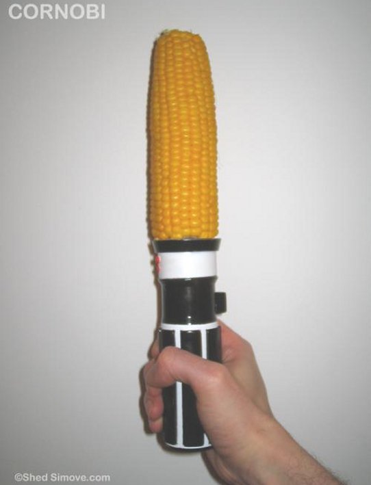 The Cornobi: Lightsaber Corn Cob Holder