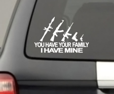 My Family Guns Weapon Funny Car Truck Window Bumper Vinyl Graphic Decal Stricker 