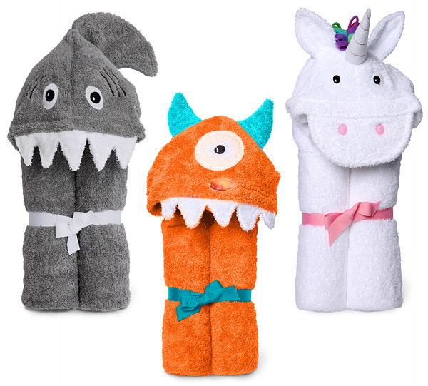 Monster, Shark and Unicorn Kids Hooded Towels
